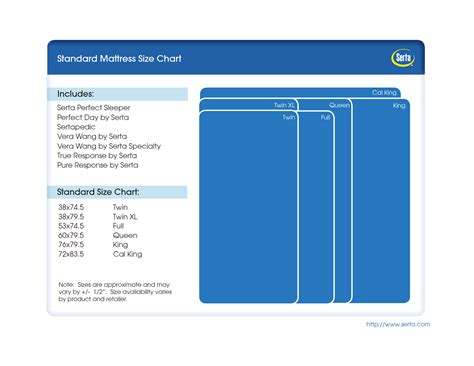 bed sizes comparison chart | Mattress size chart, Standard mattress ...