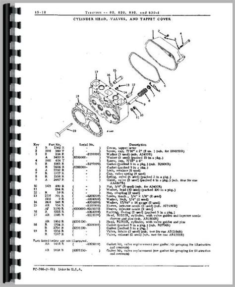 John Deere 830 Tractor Parts Manual