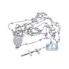 Sterling Silver Rosary Beads Womens Cross Necklace 1.8 mm 17 inch