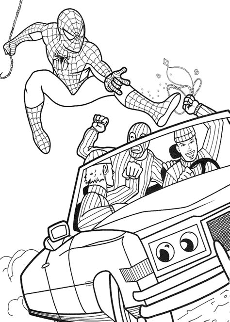 Marvel Superhero Spiderman Gets the Bad Guys Coloring Page Printable ...