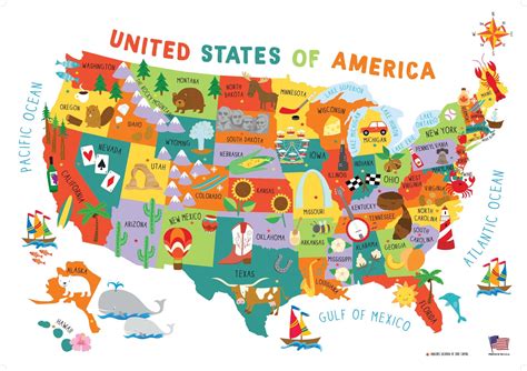 Childrens United States US USA Wall Map for Kids 28x40 is available in ...