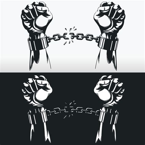 Freedom Hand Breaking Handcuff Chains, Silhouette Stencil Vector ...