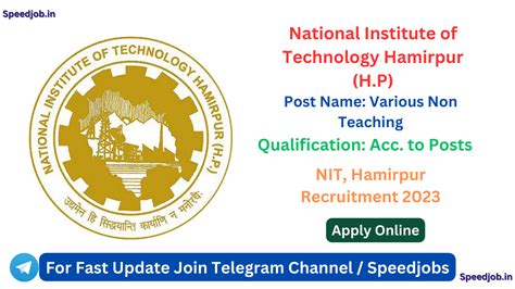 NIT Hamirpur Recruitment 2023 - NIT Non Teaching Posts Online Form