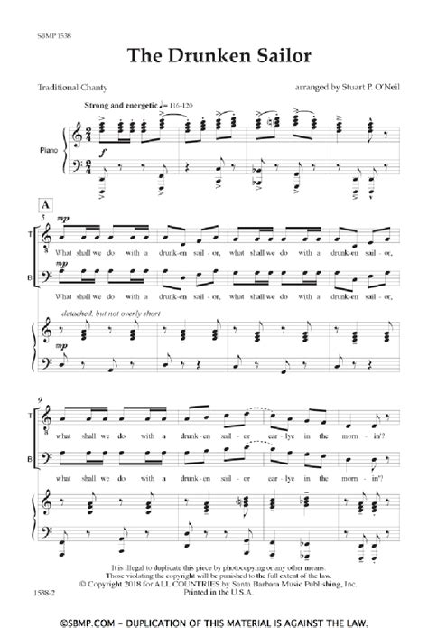 The Drunken Sailor (TB ) arr. Stuart P. O'Ne | J.W. Pepper Sheet Music