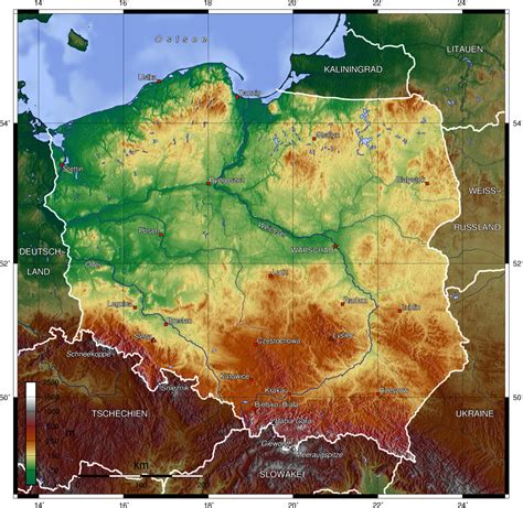 Map of Poland (Topographic Map) : Worldofmaps.net - online Maps and ...