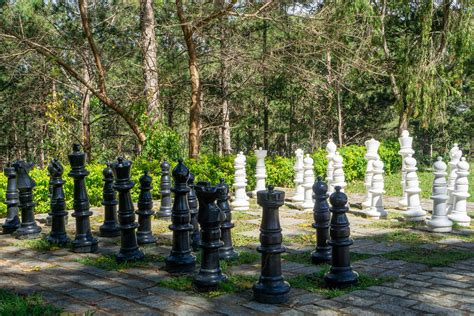 Giant Outdoor Chess Board with Human Size Chess Pieces in the Park of Bao Dai King Palace in Da ...