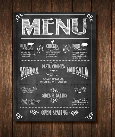 Chalkboard Buffet Menu Sign Custom Digital Copy