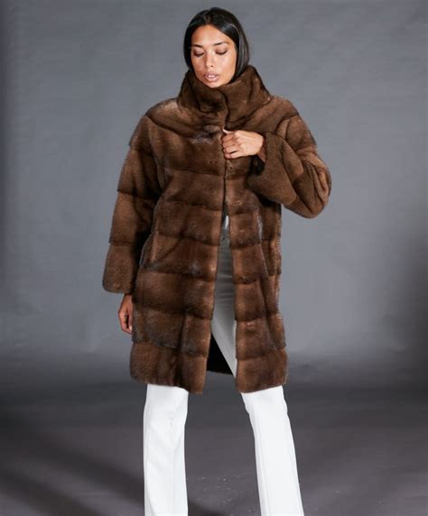 Mink fur coat real mink fur jacket brown color - Furriers online | D'Arienzo