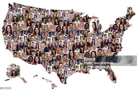 Usa Map Multicultural Group Of Young People Integration Stock Photo - Download Image Now - iStock