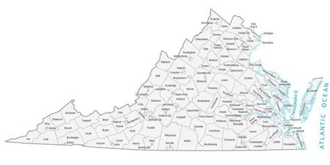 Virginia State Map - Places and Landmarks - GIS Geography