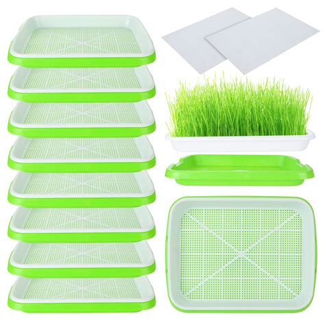 Buy JMIATRY 10 Packs Seed Sprouter Trays 13.4 x 10 Inches Microgreens Growing Trays, Plastic ...