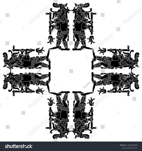 Rectangular Ethnic Frame Mayan God Rain Stock Vector (Royalty Free ...