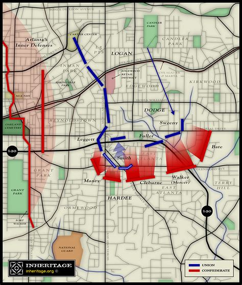 The Battle of Atlanta, Today / Part II: Hardee's Attack and The Fight for Bald Hill Map | The ...