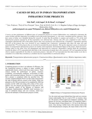 Causes of delay in indian transportation infrastructure projects | PDF