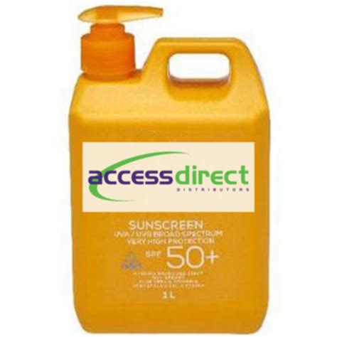 Sunscreen SPF 50+ 1 Litre pump bottle available from Access Direct Distributors