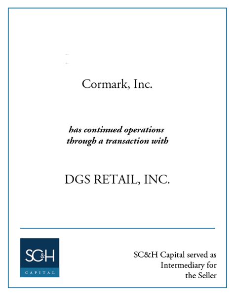 Cormark has continued operations through a transaction with DGS Retail ...