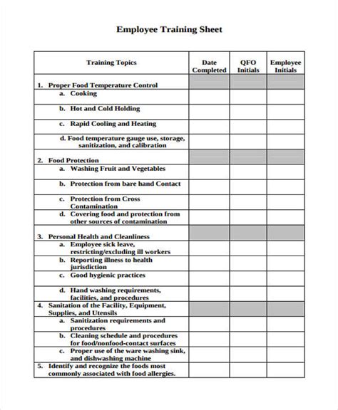 Training Sheet Template - 9+ Free PDF Format Download | Free & Premium ...