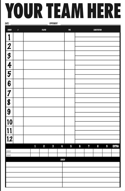 Printable Softball Lineup - Printable Word Searches