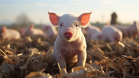 Premium AI Image | little cute pig on a farm