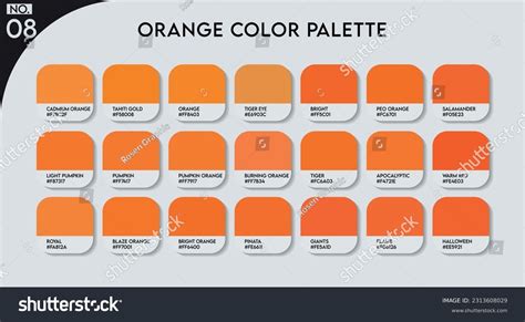 Orange Color Palette with color Names. Catalog - Royalty Free Stock Vector 2313608029 - Avopix.com