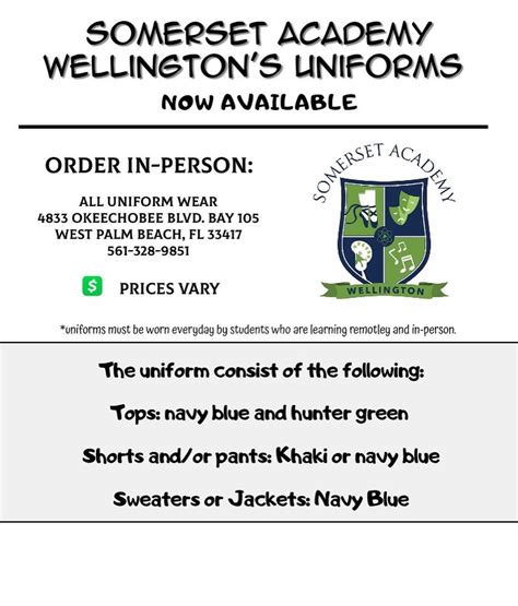 Uniforms now available at... - Somerset Academy Wellington