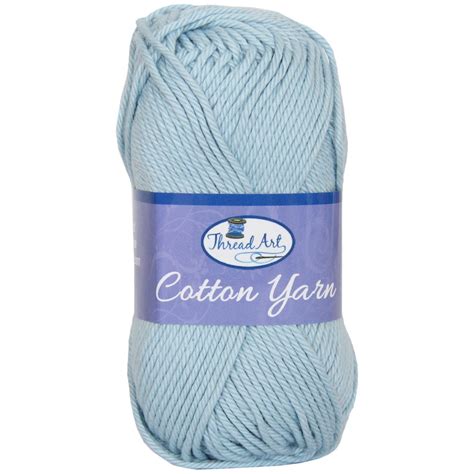 Threadart 100% Pure Cotton Crochet Yarn | Lt. Blue | 50 gram Skeins | Worsted Medium #4 Yarn ...