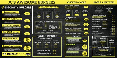 JC's Burger House menu in Prosper, Texas, USA