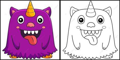 Monster Unicorn Coloring Page Colored Illustration Drawing Ugly Spooky ...