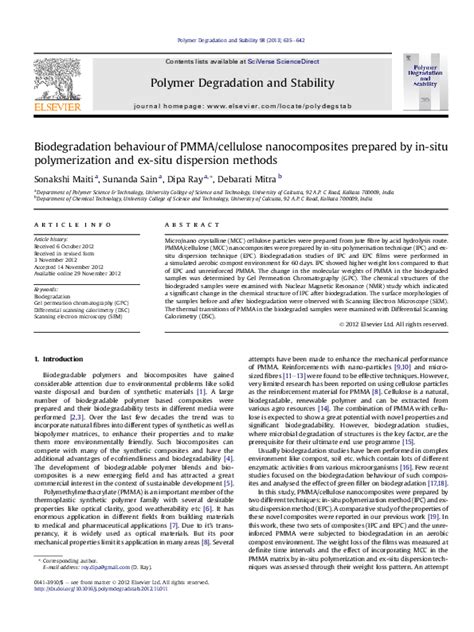 (PDF) Biodegradation behaviour of PMMA/cellulose nanocomposites prepared by in-situ ...