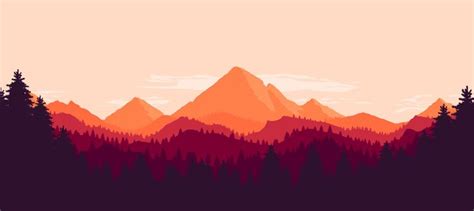 Flat design landscape | Landscape drawings, Landscape illustration, Mountain landscape