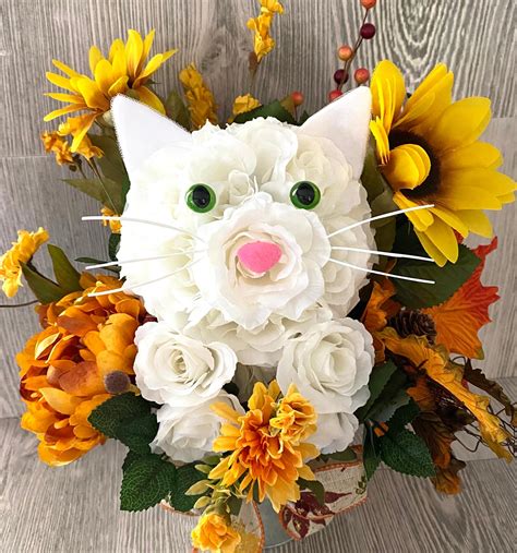 Fall Floral Arrangement Fall Silk Flower Cat Cat Bouquet | Etsy