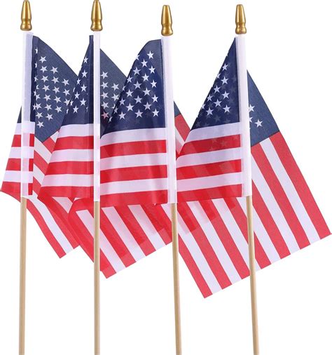 Amazon.com : Small American Flags on Stick, Perfect for July 4th Decoration, Veteran Party ...