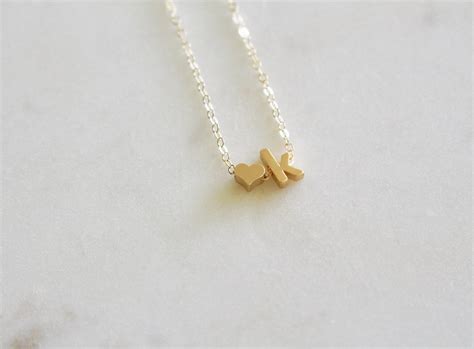 Initial K Necklace Gold Heart Necklace Letter K Necklace | Etsy