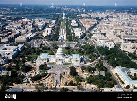 Aerial of the U.S. Capitol under restoration, Washington, D.C Stock ...