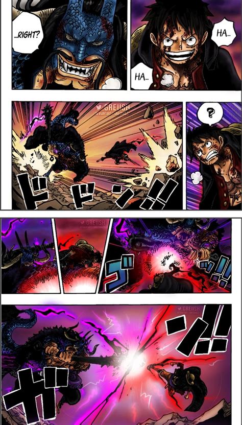 Kaido and Luffy Conqueror's Haki clash, Manga Chapter 1011 | One piece manga, Anime, One piece luffy