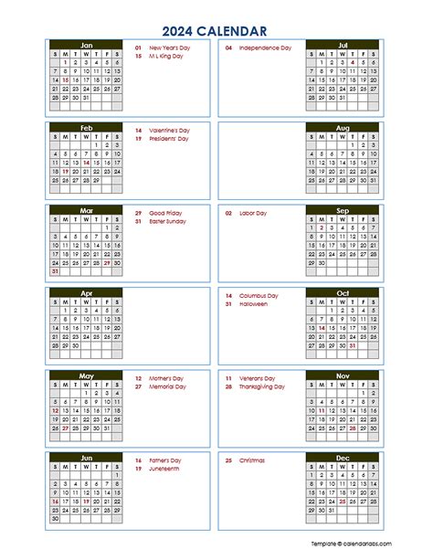 Free Photo Calendar Template 2024 Template - 2024 Calendar With Holidays