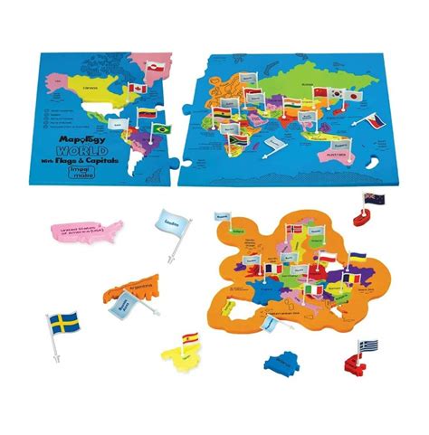 World Map Puzzle with Countries, Their Flags and Capitals (78 Pieces ...