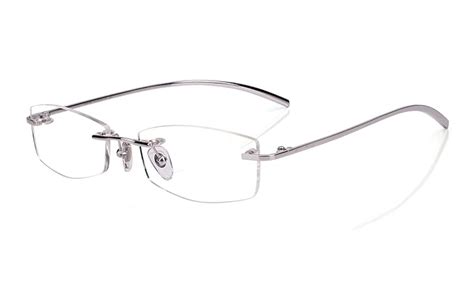 Buy Agstum Pure Titanium Rimless Glasses Prescription Eyeglasses Rx (Silver, 53) at Amazon.in