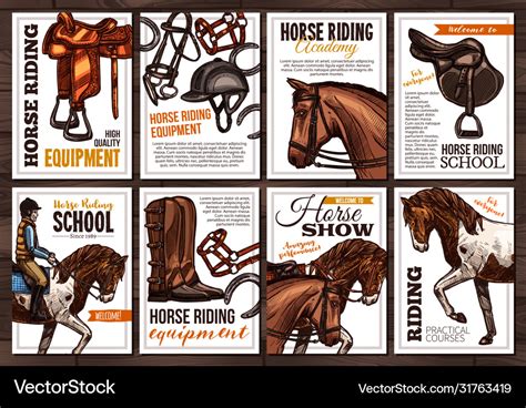 Posters for horse riding academy and school Vector Image