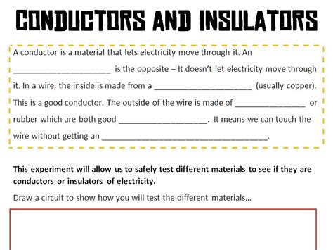 Conductors And Insulators Worksheet - Handicraftsens