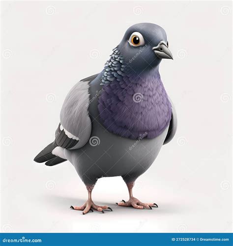 Cute Pigeon Cartoon Style. Generative AI Stock Illustration - Illustration of outdoors, outdoor ...