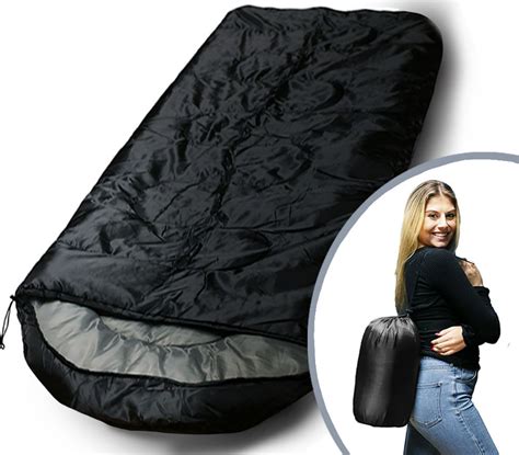 Camping Lightweight Sleeping Bag 3 Season Warm & Cool Weather Black ...