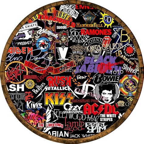 80's 90's Classic Rock Hair Band Metal Music Artist Collage Wood Wall ...