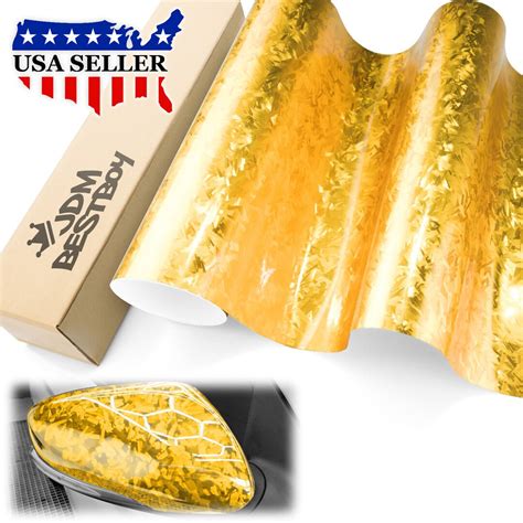 Gold Gloss 24K Chopped Forged Carbon Fiber Car Vehicle Vinyl Wrap ...