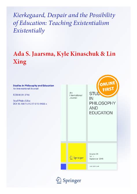 (PDF) Kierkegaard, Despair and the Possibility of Education: Teaching ...