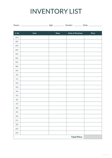 Supply Inventory Free Printable Inventory Sheets