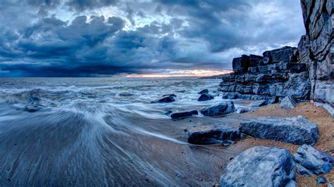 1920x1080 Sea Water Rocks Clouds Long Exposure 4k Laptop Full HD 1080P ...