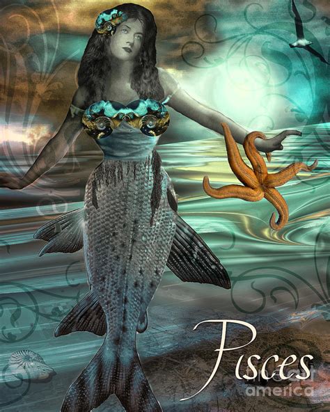 Art Nouveau Zodiac Pisces Painting by Mindy Sommers