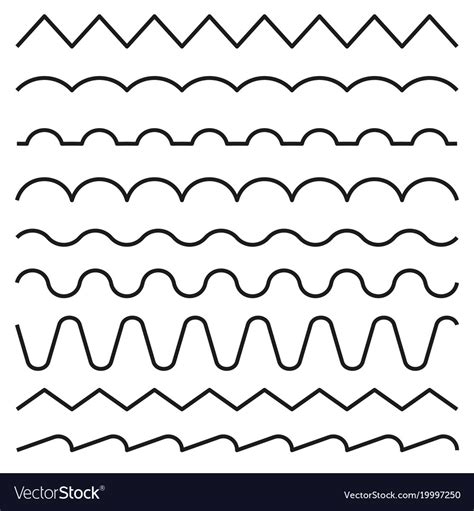 Set of lines wavy zigzag -editable line Royalty Free Vector