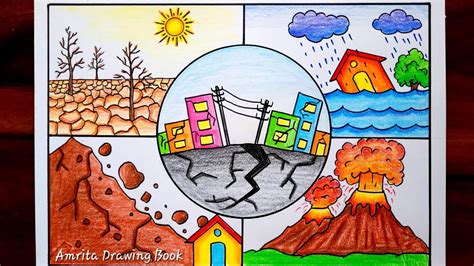 International Day for Disaster Reduction Drawing-13th Oct | Types of Natural Disaster Drawing ...